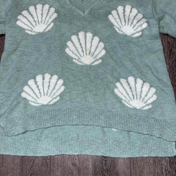Show Me Your Mumu Gilligan Oversized Sweater Seashell Knit Pattern Teal Small - Picture 2 of 4